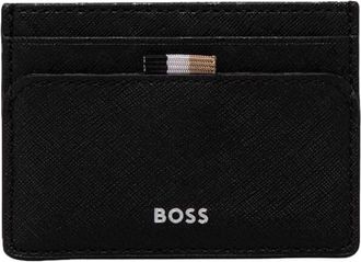 HUGO BOSS Mens Zair Leather Card Case Wallet, Black