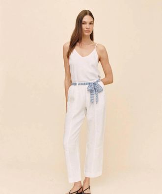 Bella Dahl Seam Pant With Printed Sash In White