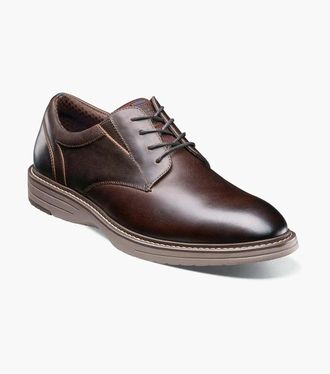 Nunn Bush Mens Nunn Bush Griff 85078-249 Oxford Wide Brown Plain Toe Dress Shoes GAL2041