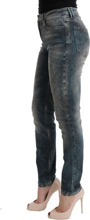 Roberto Cavalli Womens Blue Wash Cotton Blend Slim Fit Jeans Clothing