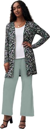 Jessica London Everyday Stretch Knit Open Front Cardigan in Grey Spruce Feather at Nordstrom, Size 32
