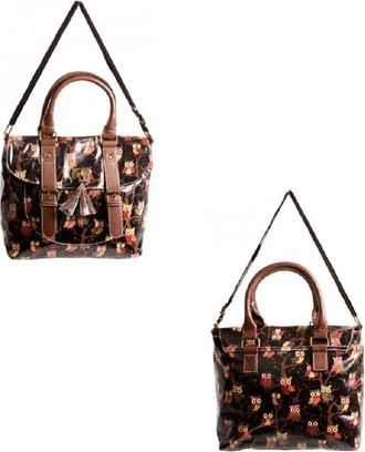 Generic Owl patterned Ladies fashion Bag Oilcloth waterproof Womens Fashion Shoulder strap Handbag (Black)