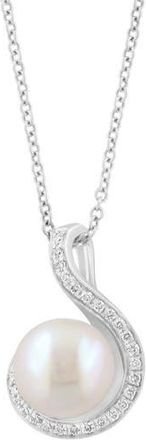 Effy Diamond & Freshwater Pearl Pendant Necklace in White at Nordstrom Rack, Size 18