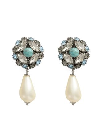 Dolce & Gabbana faux-pearl drop earrings - women - Brass/Acrylic Glass/glass/Resin - One Size - Silver