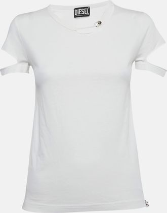 Diesel White Jersey Ripped Detail T-Shirt