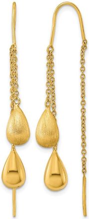 Diamond2Deal 18K Yellow Gold Satin Teardrop Threader Drop Dangle Earrings