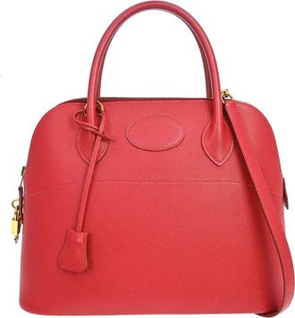Herm&egrave;s Bolide Courchevel Red Leather Handbag (Pre-Owned)