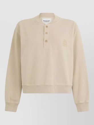 Isabel Marant cropped cotton polo sweatshirt embroidery detail