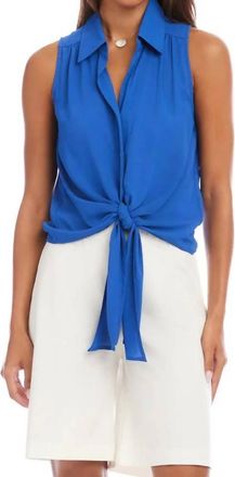 Karen Kane Sleeveless Tie-Front Top In French Blue
