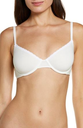Skarlett Blue Adorned Cotton Blend Underwire Bra in White at Nordstrom, Size 36Ddd