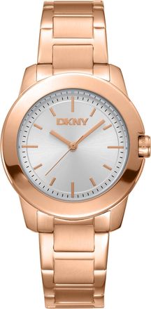 DKNY Women Watch, Rose Gold Color Case, Silver Dial, Rose Gold Color Metal Bracelet, 3 Hands, 5 ATM