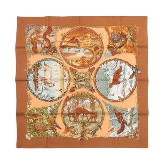 Herm&egrave;s Pre-owned Scarves, female, Multicolor, Size: ONE SIZE Pre-owned Carre 90 Silk Scarf