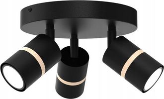 OEM L&aacute;mpara De Techo Led Circular, Orientable 3x Gu10, Madera Negra