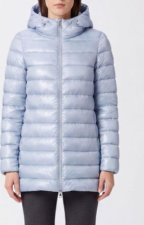 Herno Piumino lungo in nylon trapuntato con cappuccio e imbottitura in piuma