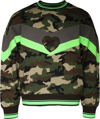 Dolce & Gabbana Mens Camouflage Heart Sweatshirt Tsh86728 - Khaki Cotton - Size EU 48 (Mens)