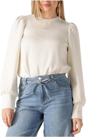 Object Objandrea RE L/S O-Neck TOP - Dames - Blouses - Wit - S - Denim - Overhemden