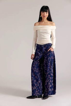 Free People About That Baggy Trouser Jean In Flocked Meadow Floral