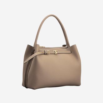 Tod's Womens Leather Handbag Calfskin Beige Handbags Hand Bags