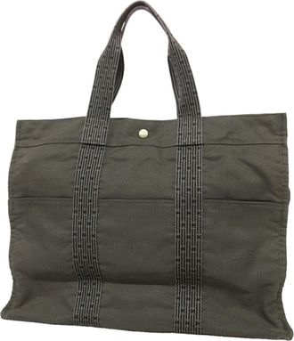 Herm&egrave;s Gray Nylon Tote Bag (Pre-Owned)