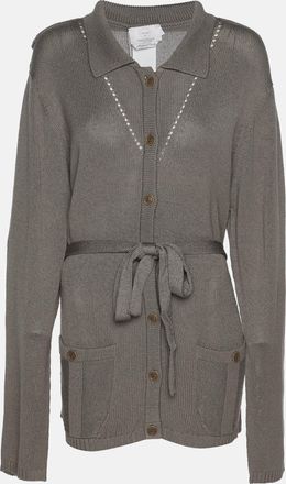 Marina Rinaldi Grey Rib Knit Button Front Sweater