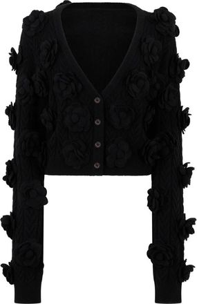 Philipp Plein Cardigan Kort Roses - Dames - Vesten - Zwart - M - Wol - Truien & Vesten