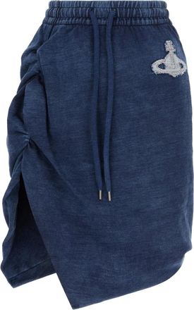 Vivienne Westwood Drawstring Ruched Side Panther Miniskirt - Dames - Korte rokken - Blauw - S - Rokken