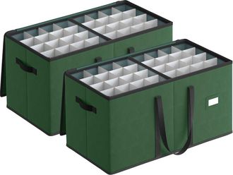 Songmics Caja de almacenaje para bolas de navidad de tela oxford verde