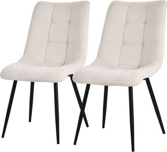 ML Design Ml-design - Juego De 2 Sillas De Comedor Color Beige Asiento Acolchado Para Cocina O Sal&oacute;n Con Funda De Tela Y Patas De Acero Negro Sill&oacute;n Tapizado Su