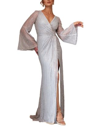 Terani Couture Embellished Off Shoulder Dress