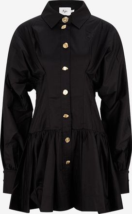 Aje Kurzes Satinenkleid mit Hemdkragen Alexa