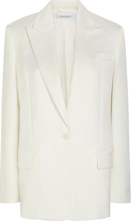 Another Tomorrow Oversized Twill Blazer - White - 44 (UK12 / M)