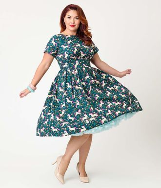 Unique Vintage Plus Size Smocked Back Swing Dress in Navy at Nordstrom, Size 2X