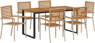vidaXL Conjunto De Comedor De Jard&iacute;n 7 Uds. Beige Vidaxl