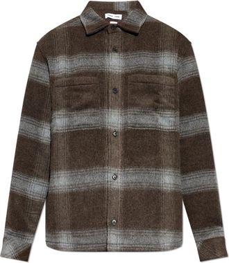 Sams&oslash;e & Sams&oslash;e Sacastor Shirt - Heren - Casual Overhemden - Bruin - M - Wol - Overhemden