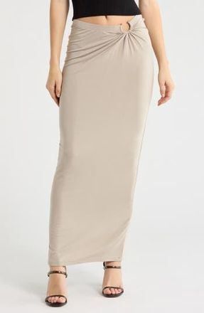 Good American Ruched Jersey Maxi Skirt in Mushroom at Nordstrom Rack, Size X-Small