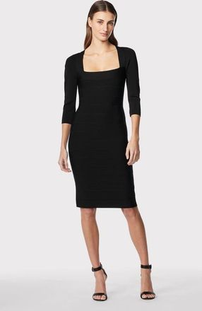 H&eacute;rve L&eacute;ger Square Neck Icon Dress in Black at Nordstrom, Size Xx-Small