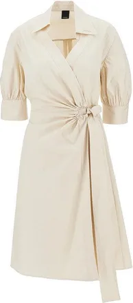 Pinko Stretch cotton wrap-over midi dress Woman 38