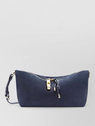Furla debby mini clutch bag suede finish