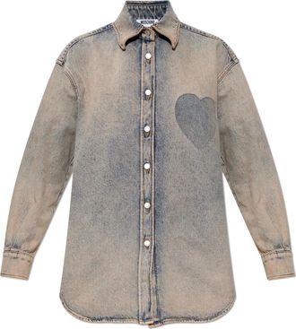 Moschino Overhemden, Dames, Grijs, M, Denim, Denim Shirt