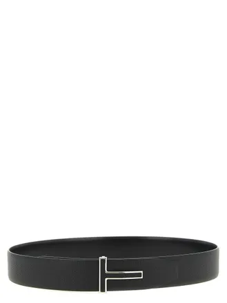Tom Ford Black T Buckle Reversible Belt