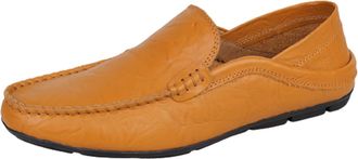 Generic Mens Mens Loafers Shoes Stitching Details Genuine Leather Breathable Round Toe Flexible Flat Heel Slip Resistant Comfortable Lightweight Prom(Blue,10.