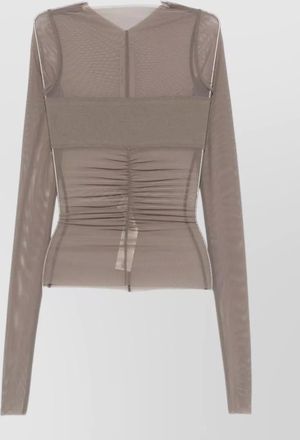 Rick Owens sheer ruched long sleeve top