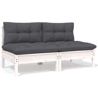 vidaXL Divano da Giardino a 2 Posti con Cuscini Bianco Legno di Pino - Vidaxl