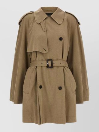 Balenciaga cotton trench coat belted waist epaulettes