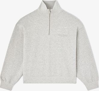 Ganni Grey Half Zip Sweatshirt - Size XXS Organic Cotton