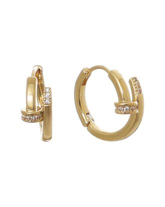 Adornia Adornia 14K Plated Cz Nail Hoop Earrings