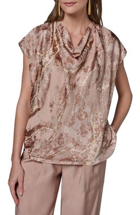 DKNY Burnout Cowl Neck Top in Snow Petal Combo at Nordstrom, Size X-Large