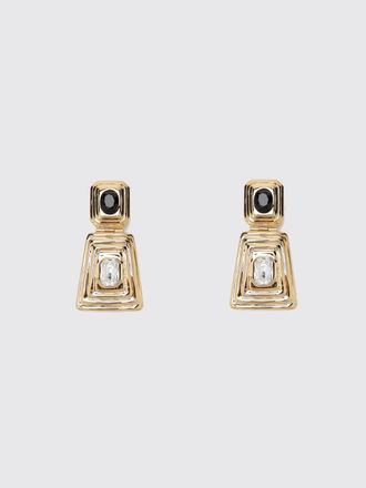 Alessandra Rich Gold-Finish Metal Earrings with Black Crystals