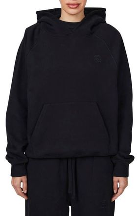 Good For Nothing Ribbed Emblem Pullover Hoodie in Black at Nordstrom, Size X-Small Uk
