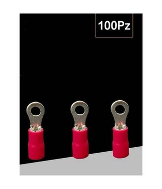 Trade Shop Trade Shop - Juego 100 Piezas Terminales Aislados Para Cables De 4 A 6 Mm&sup2; M6 Rv5.5-6 - Rojo